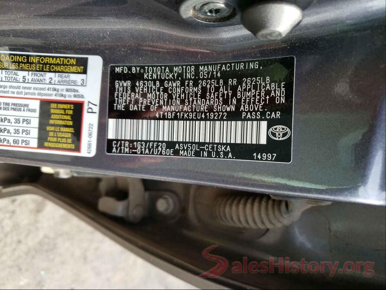 4T1BF1FK9EU419272 2014 TOYOTA CAMRY