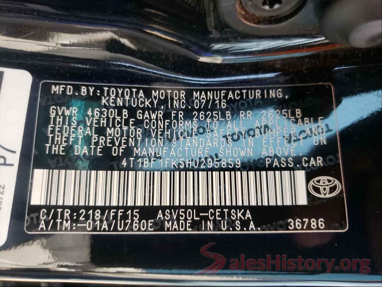 4T1BF1FK5HU295859 2017 TOYOTA CAMRY