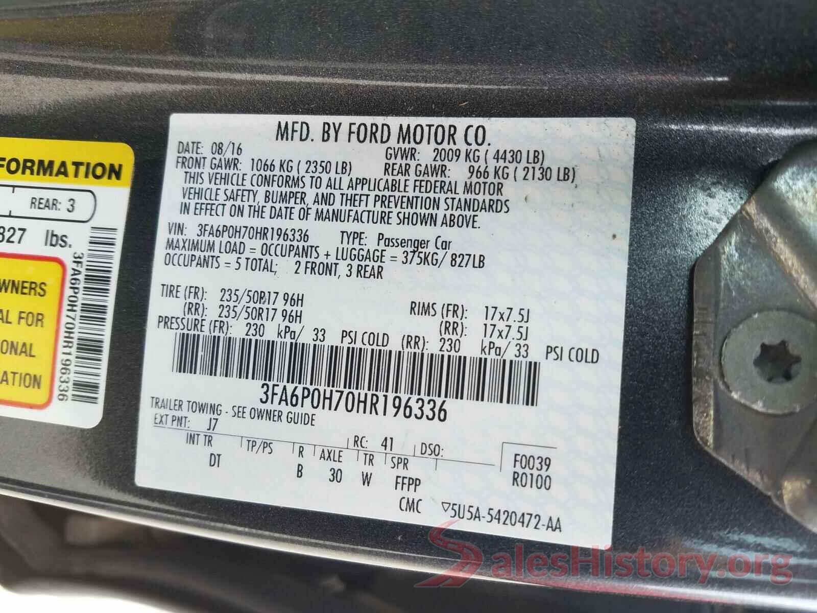 3FA6P0H70HR196336 2017 FORD FUSION