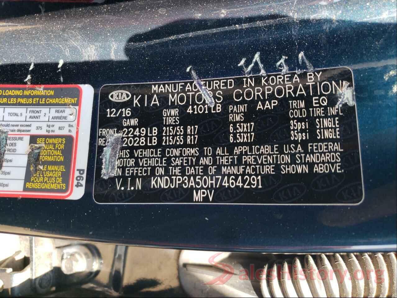 KNDJP3A50H7464291 2017 KIA SOUL