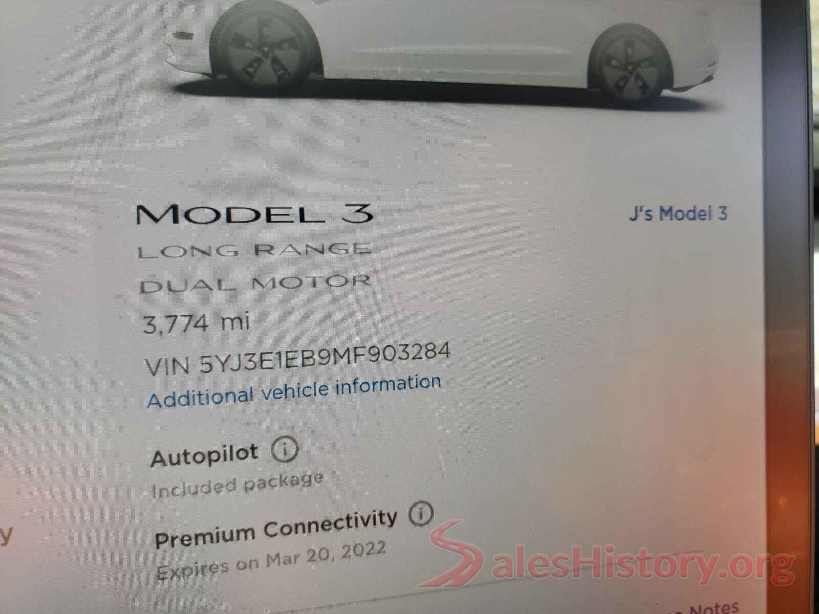 5YJ3E1EB9MF903284 2021 TESLA MODEL 3