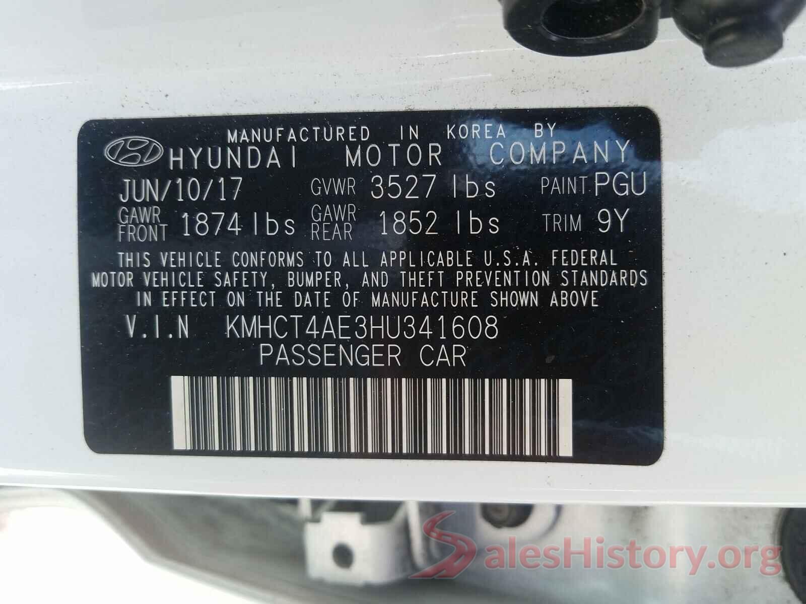 KMHCT4AE3HU341608 2017 HYUNDAI ACCENT