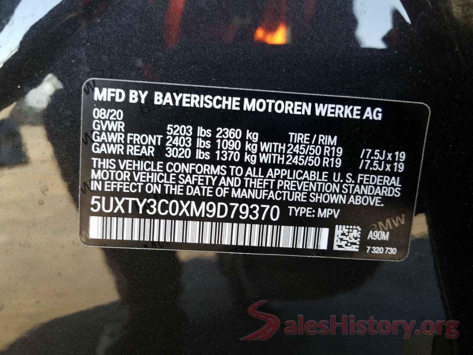 5UXTY3C0XM9D79370 2021 BMW X3