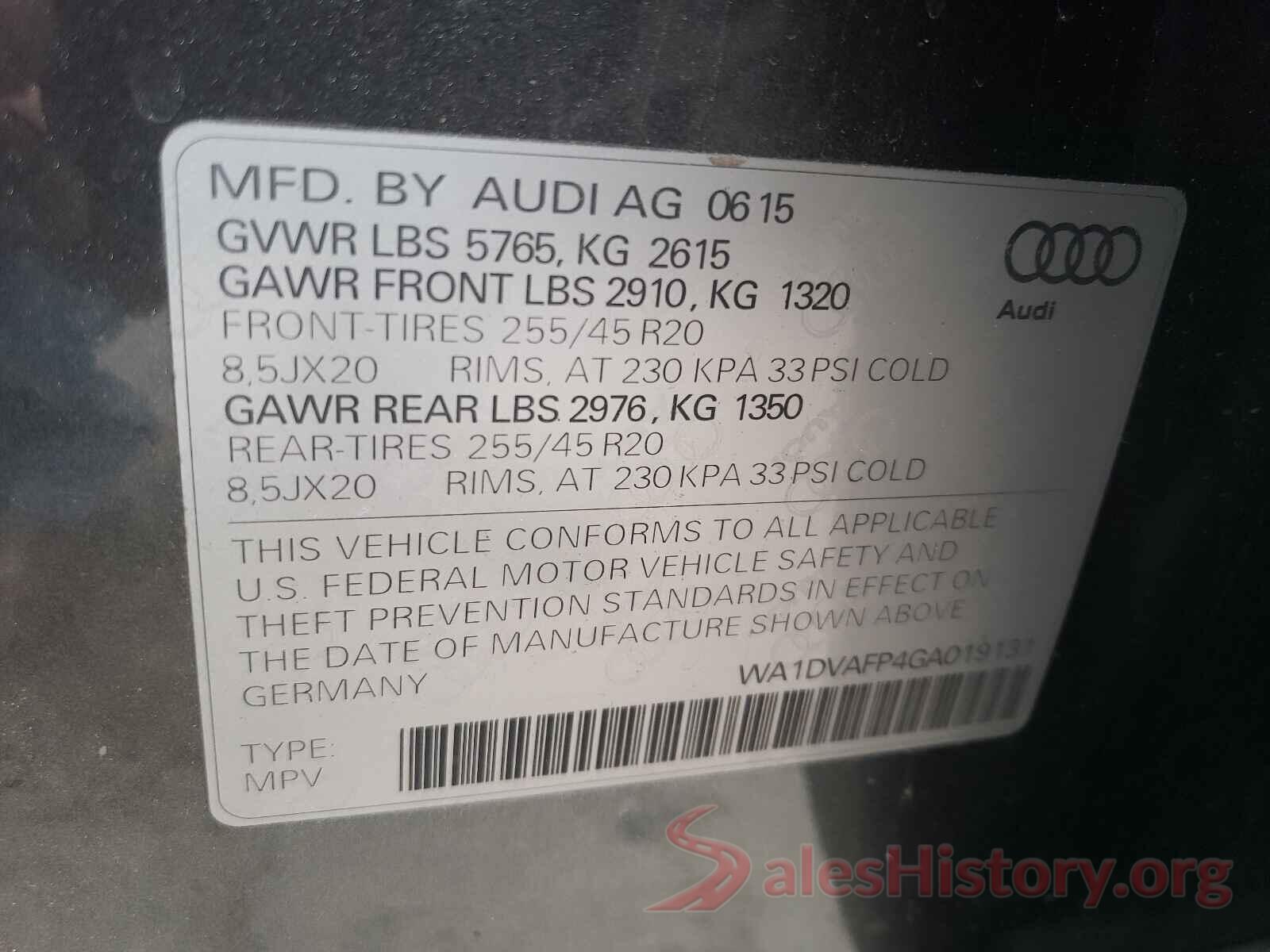 WA1DVAFP4GA019131 2016 AUDI Q5