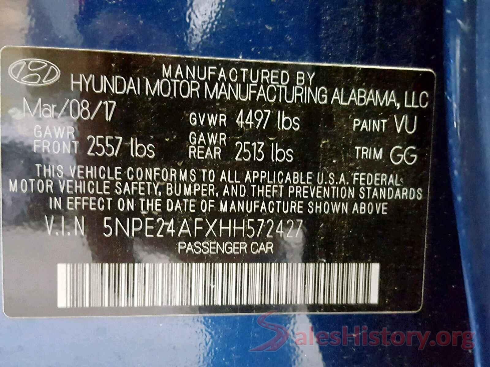 5NPE24AFXHH572427 2017 HYUNDAI SONATA