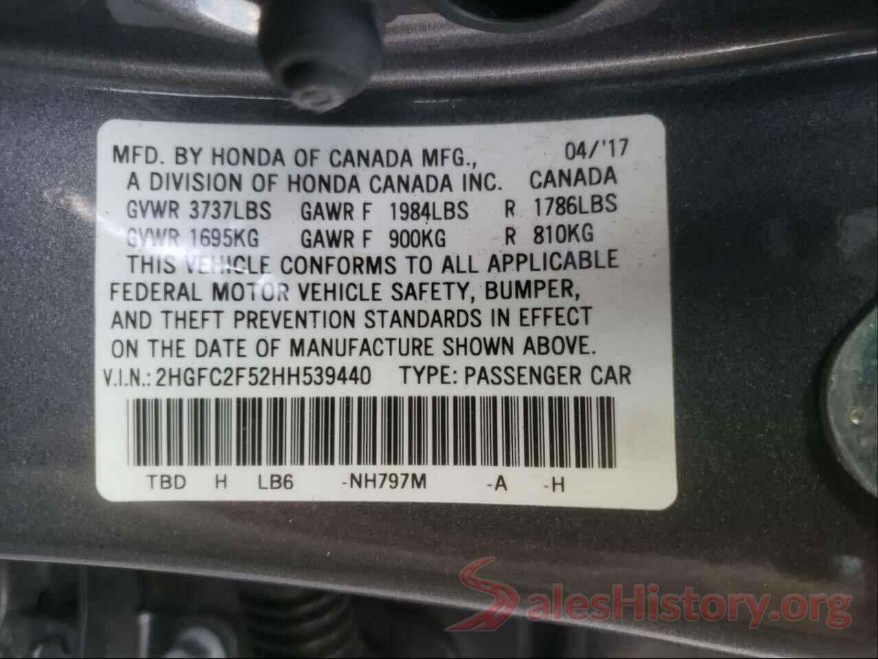 2HGFC2F52HH539440 2017 HONDA CIVIC