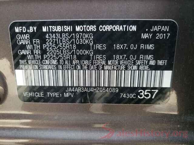 JA4AR3AU4HZ054089 2017 MITSUBISHI OUTLANDER