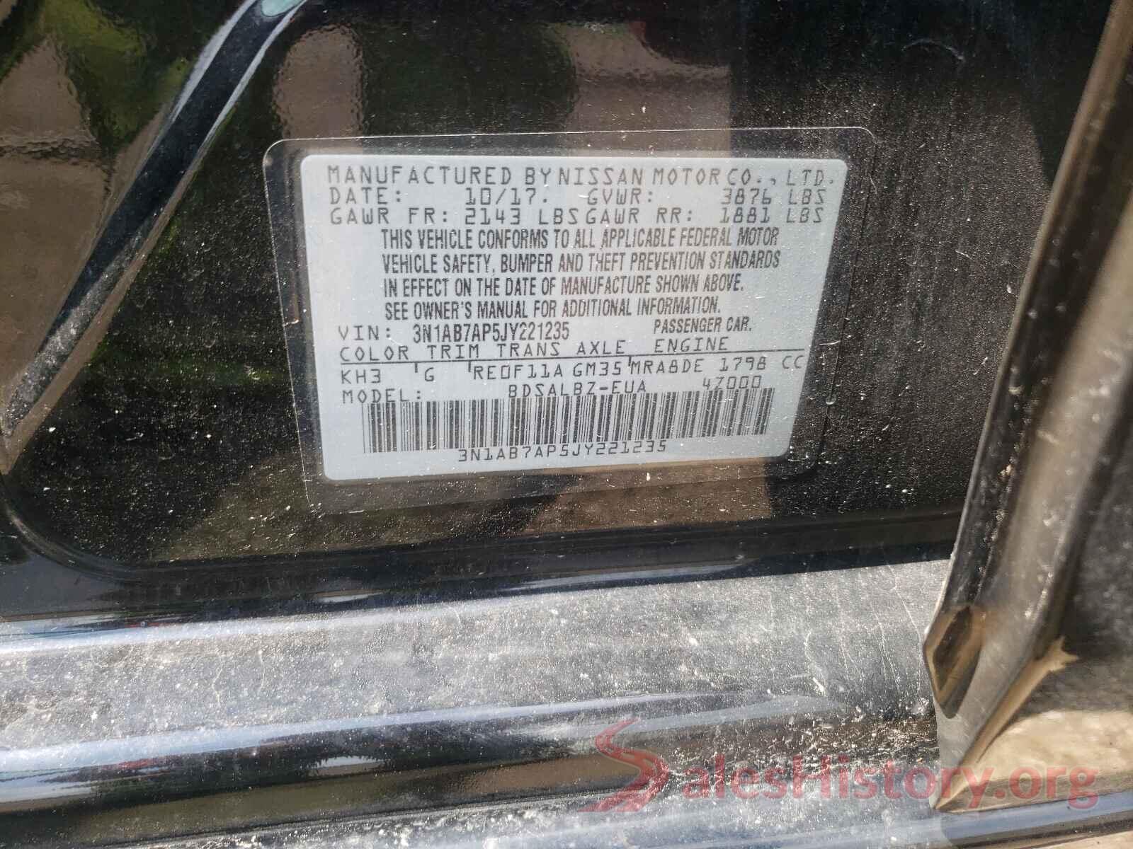 3N1AB7AP5JY221235 2018 NISSAN SENTRA