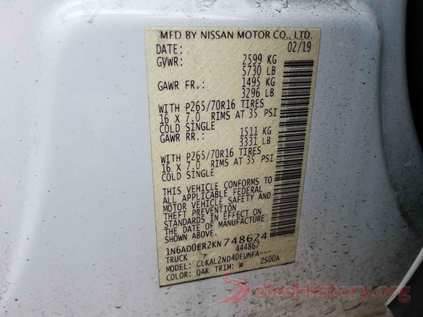 1N6AD0ER2KN748624 2019 NISSAN FRONTIER