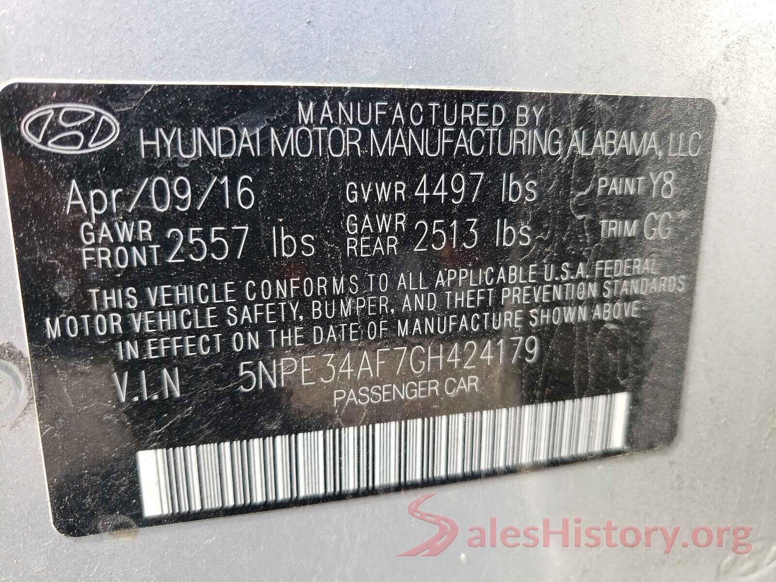 5NPE34AF7GH424179 2016 HYUNDAI SONATA