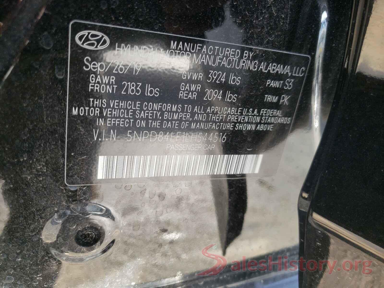 5NPD84LF1LH544516 2020 HYUNDAI ELANTRA