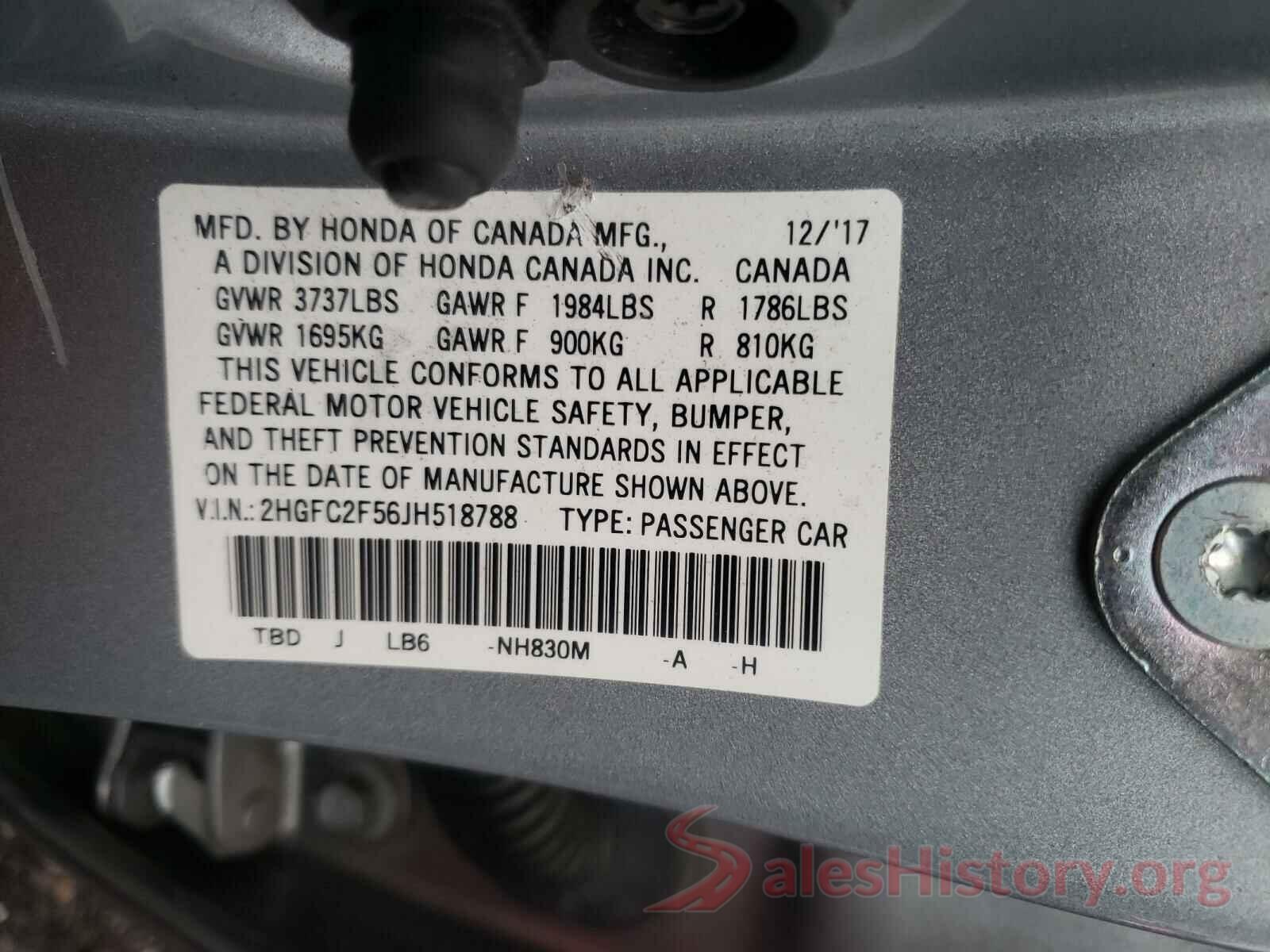 2HGFC2F56JH518788 2018 HONDA CIVIC