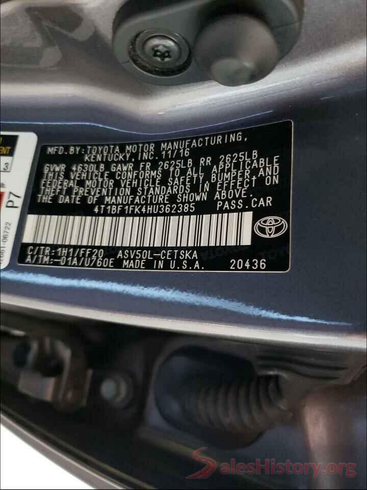 4T1BF1FK4HU362385 2017 TOYOTA CAMRY