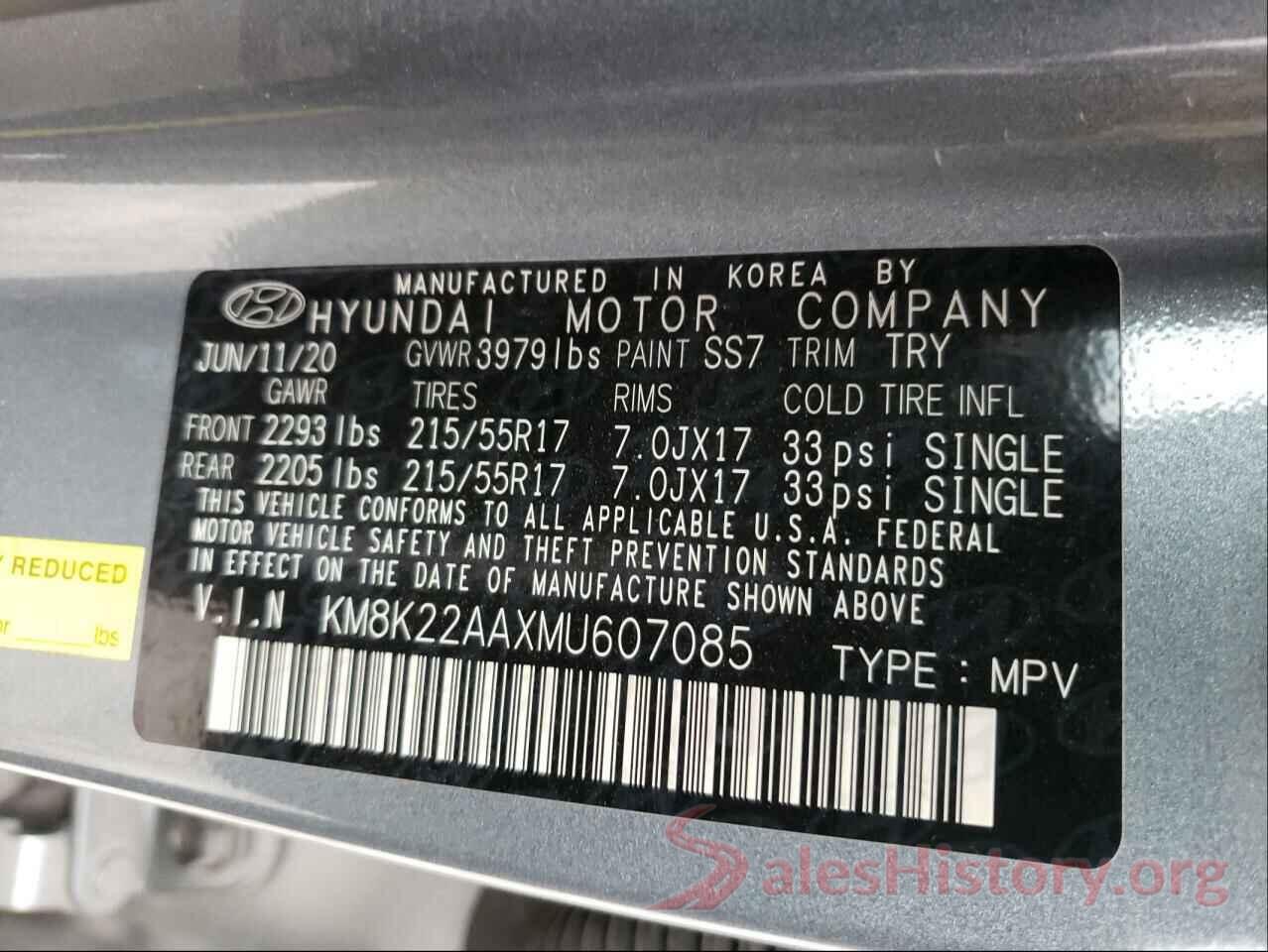 KM8K22AAXMU607085 2021 HYUNDAI KONA