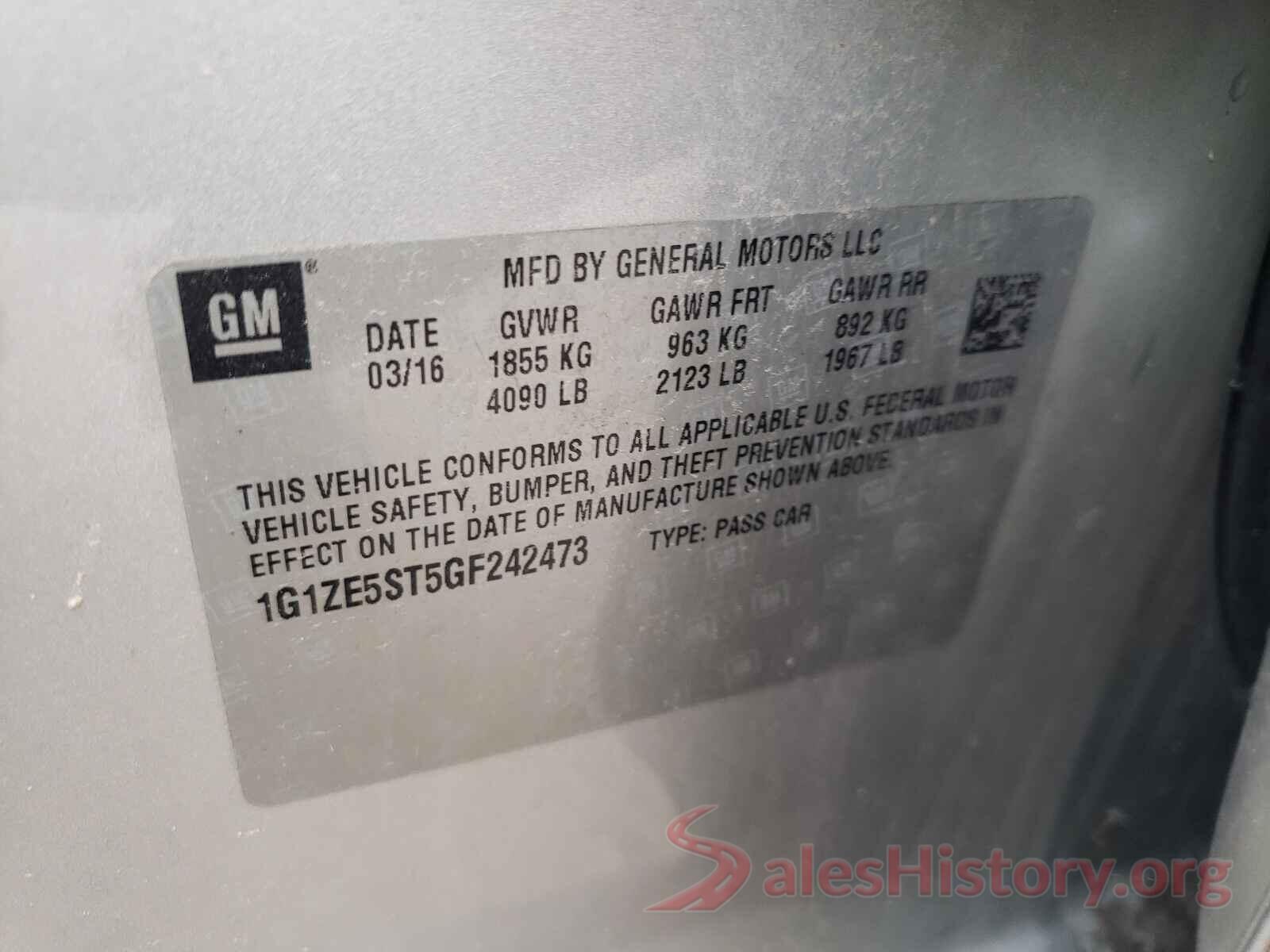 1G1ZE5ST5GF242473 2016 CHEVROLET MALIBU