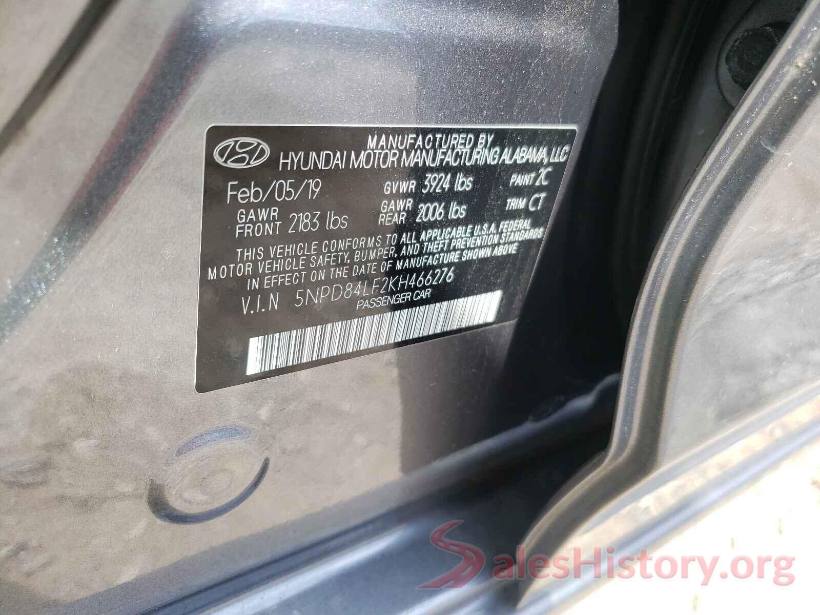 5NPD84LF2KH466276 2019 HYUNDAI ELANTRA