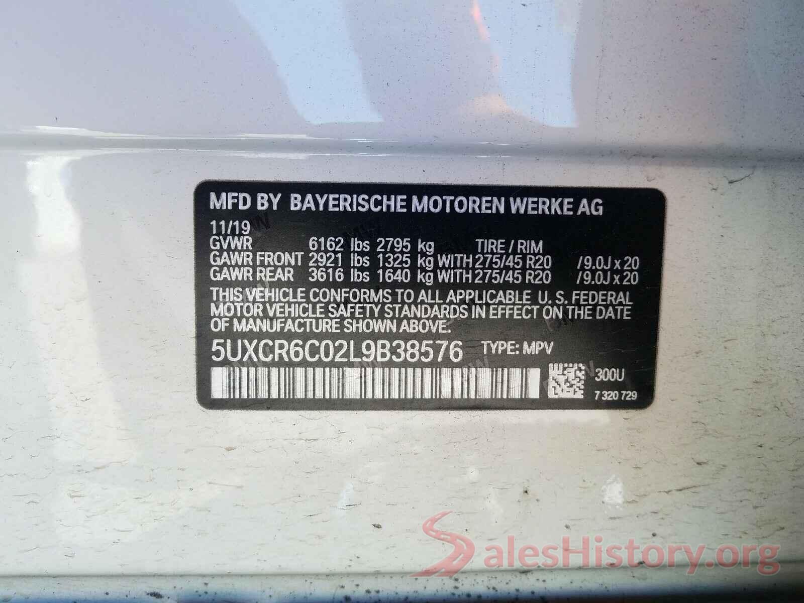 5UXCR6C02L9B38576 2020 BMW X5