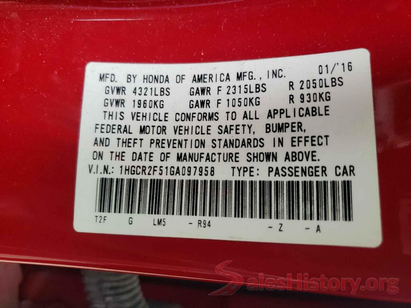 1HGCR2F51GA097958 2016 HONDA ACCORD