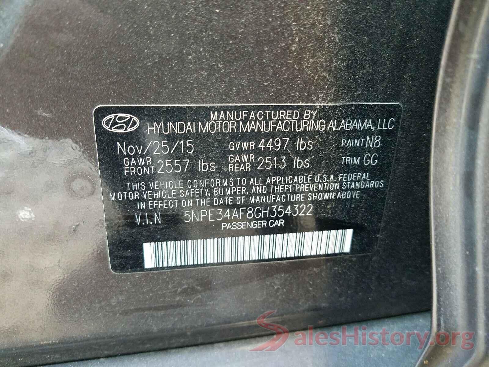 5NPE34AF8GH354322 2016 HYUNDAI SONATA