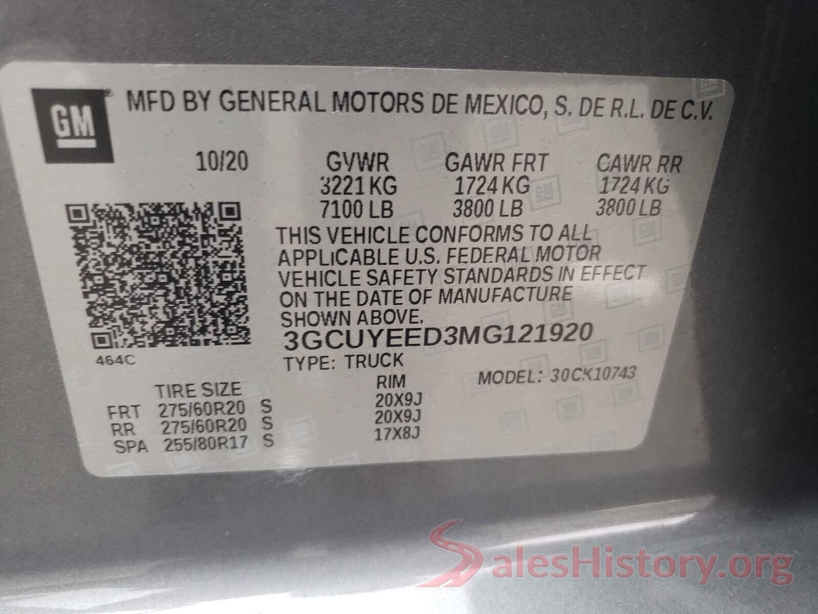 3GCUYEED3MG121920 2021 CHEVROLET SILVERADO