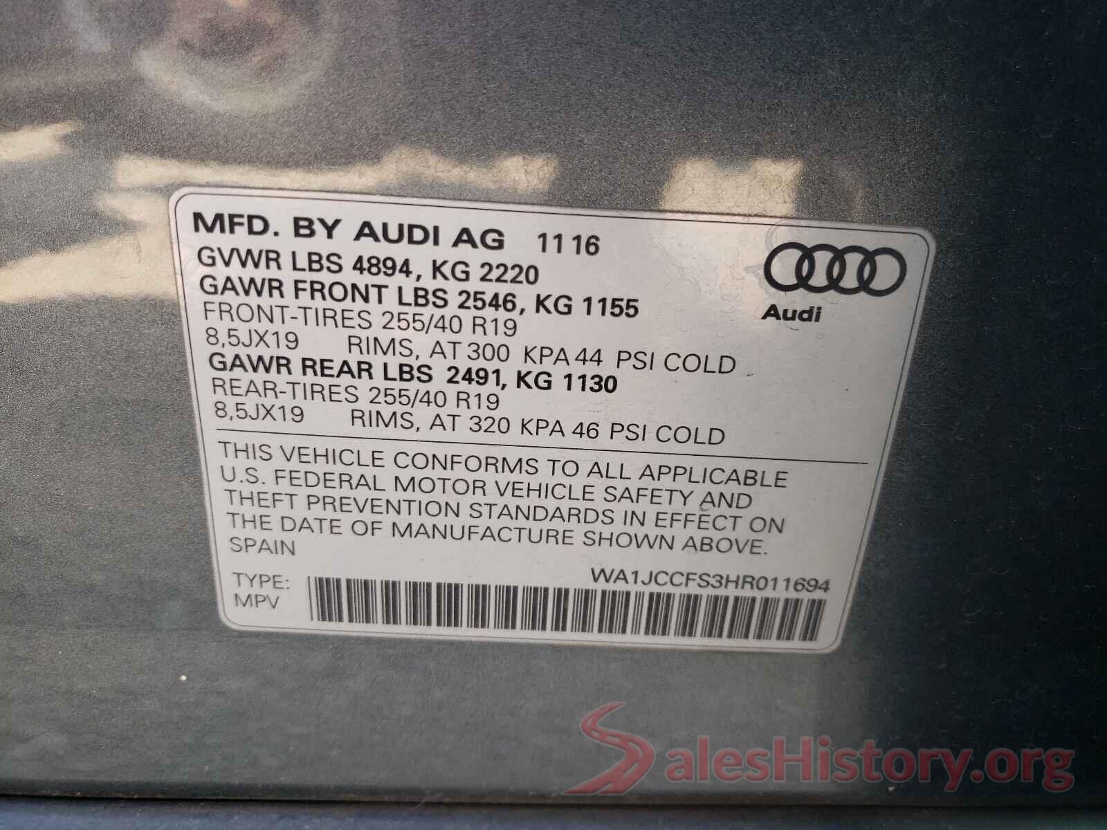 WA1JCCFS3HR011694 2017 AUDI Q3