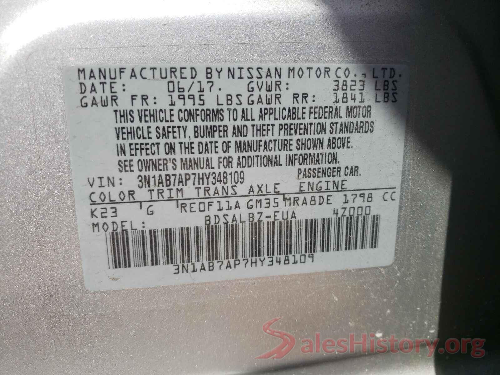 3N1AB7AP7HY348109 2017 NISSAN SENTRA