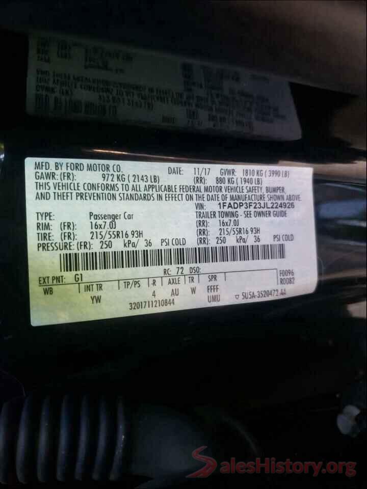 1FADP3F23JL224926 2018 FORD FOCUS