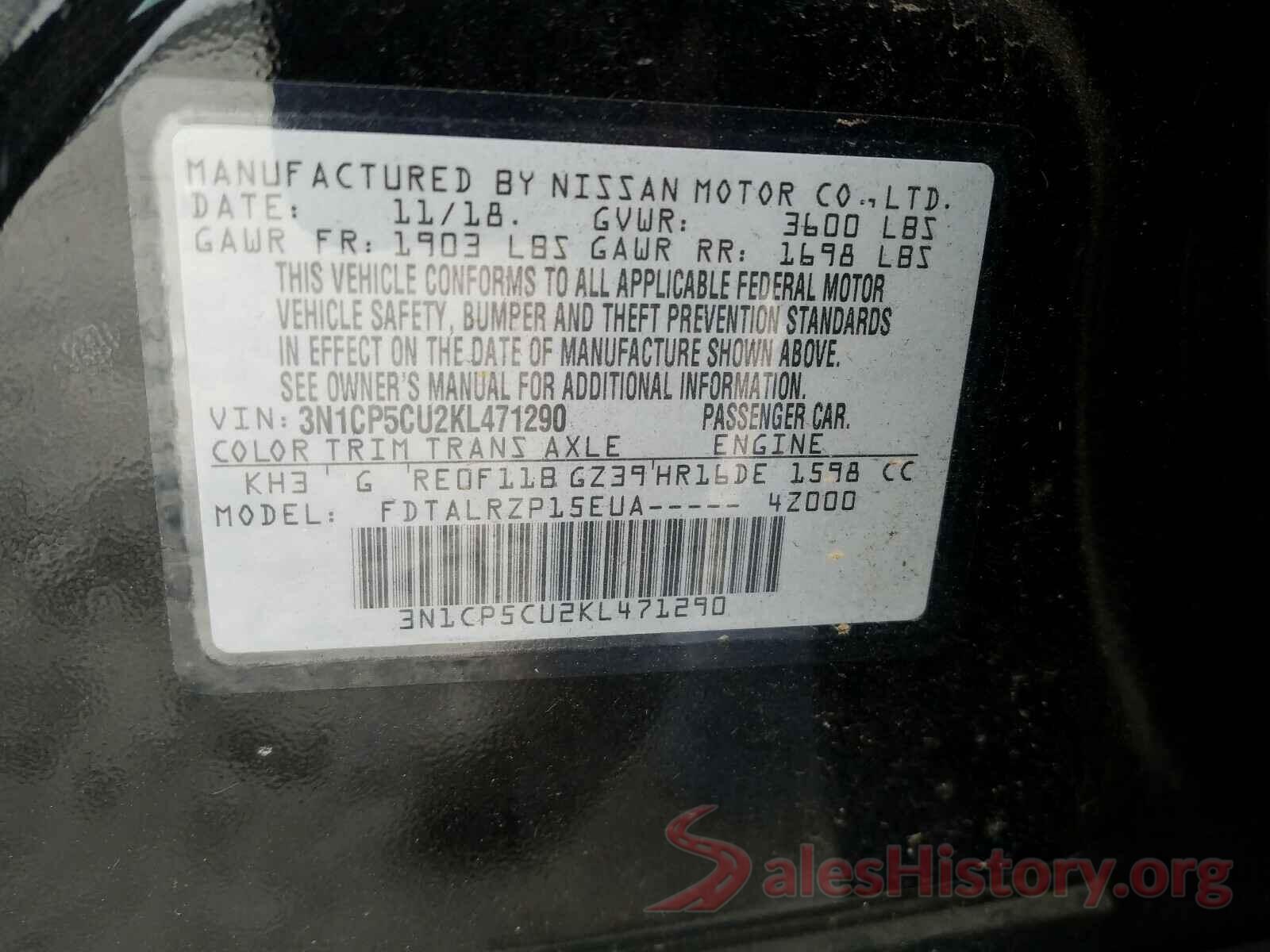 3N1CP5CU2KL471290 2019 NISSAN KICKS