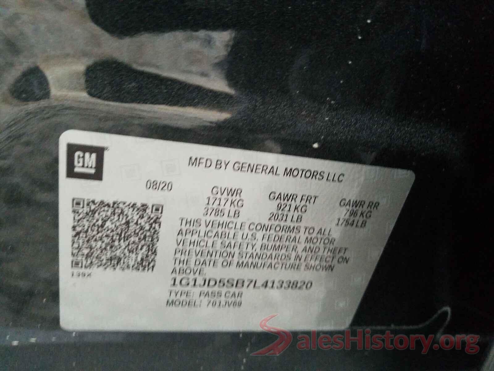 1G1JD5SB7L4133820 2020 CHEVROLET SONIC