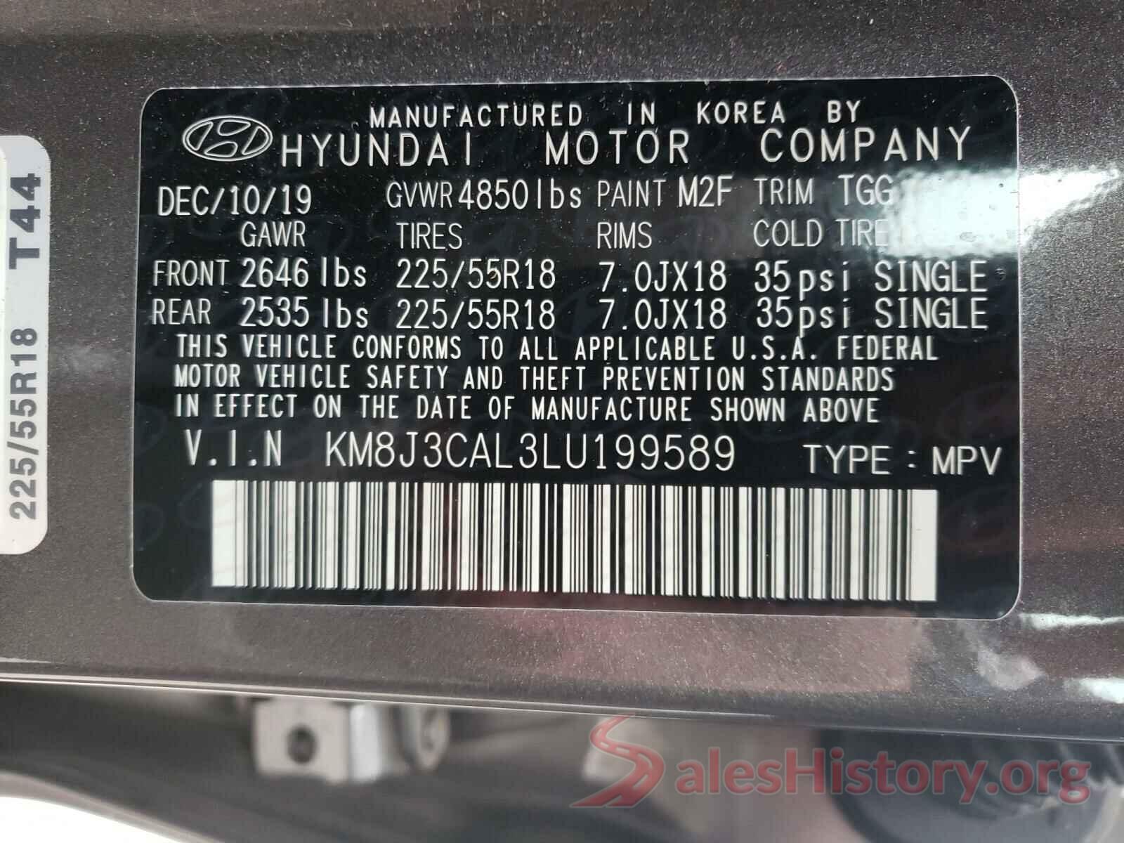 KM8J3CAL3LU199589 2020 HYUNDAI TUCSON