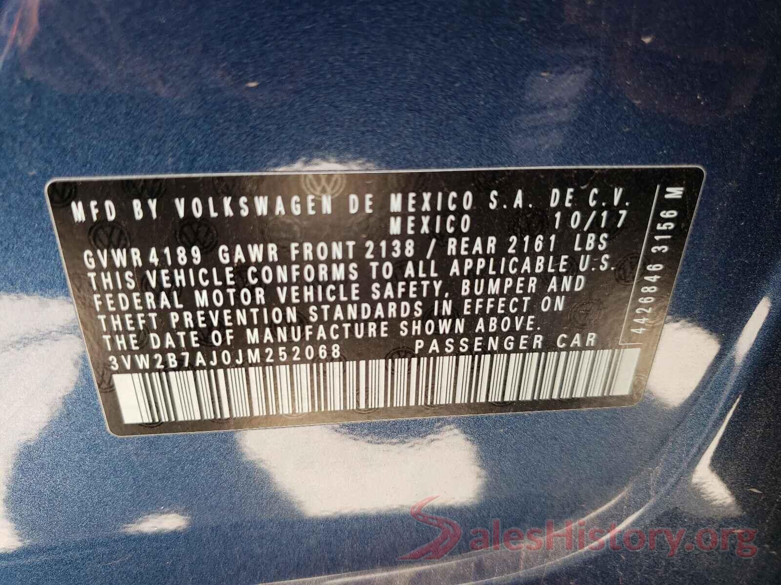 3VW2B7AJ0JM252068 2018 VOLKSWAGEN JETTA