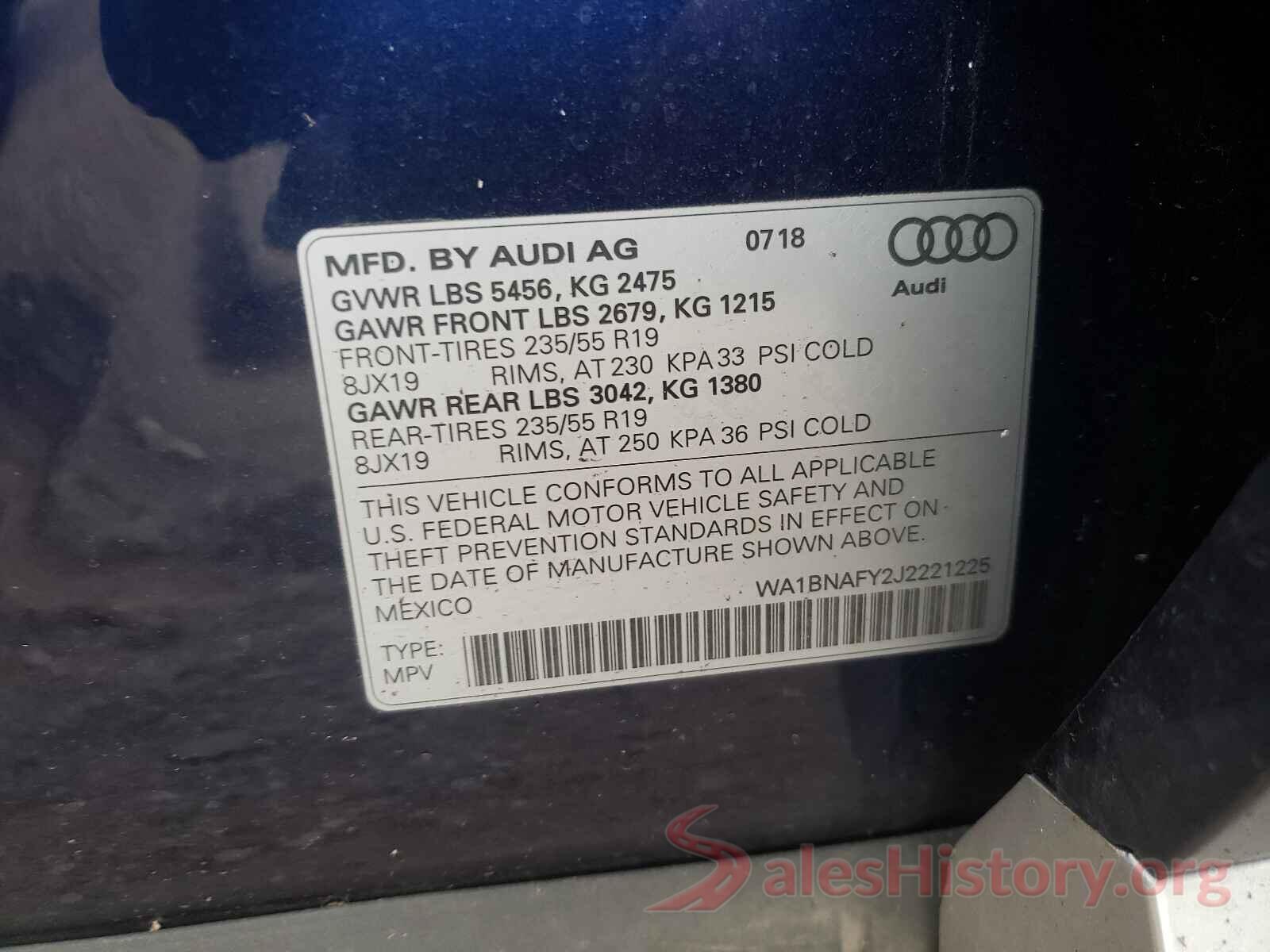 WA1BNAFY2J2221225 2018 AUDI Q5