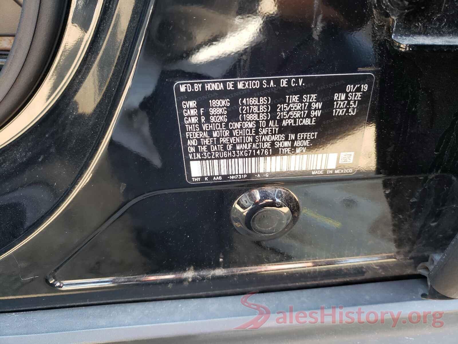 3CZRU6H33KG714761 2019 HONDA HR-V