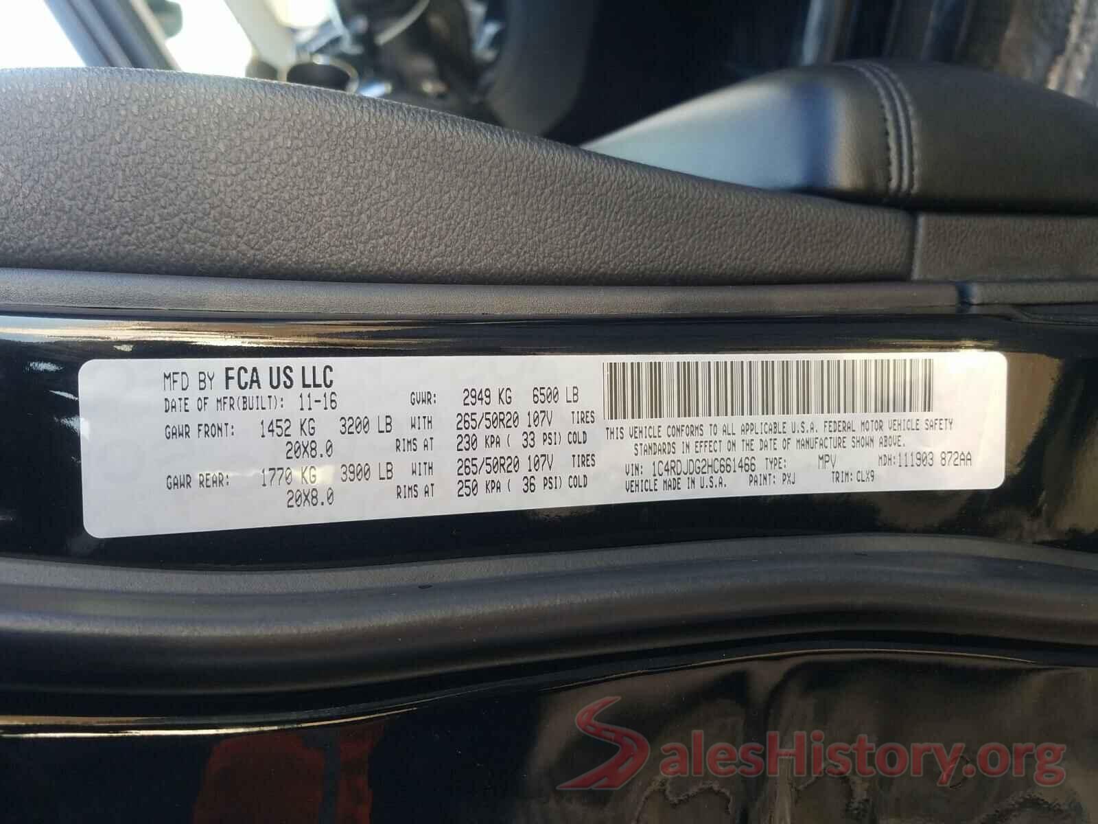 1C4RDJDG2HC661466 2017 DODGE DURANGO