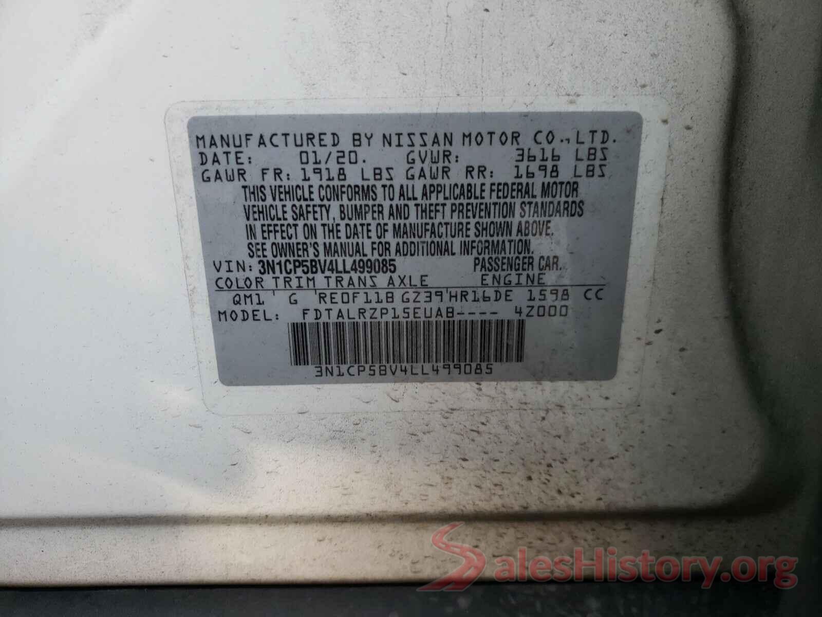 3N1CP5BV4LL499085 2020 NISSAN KICKS