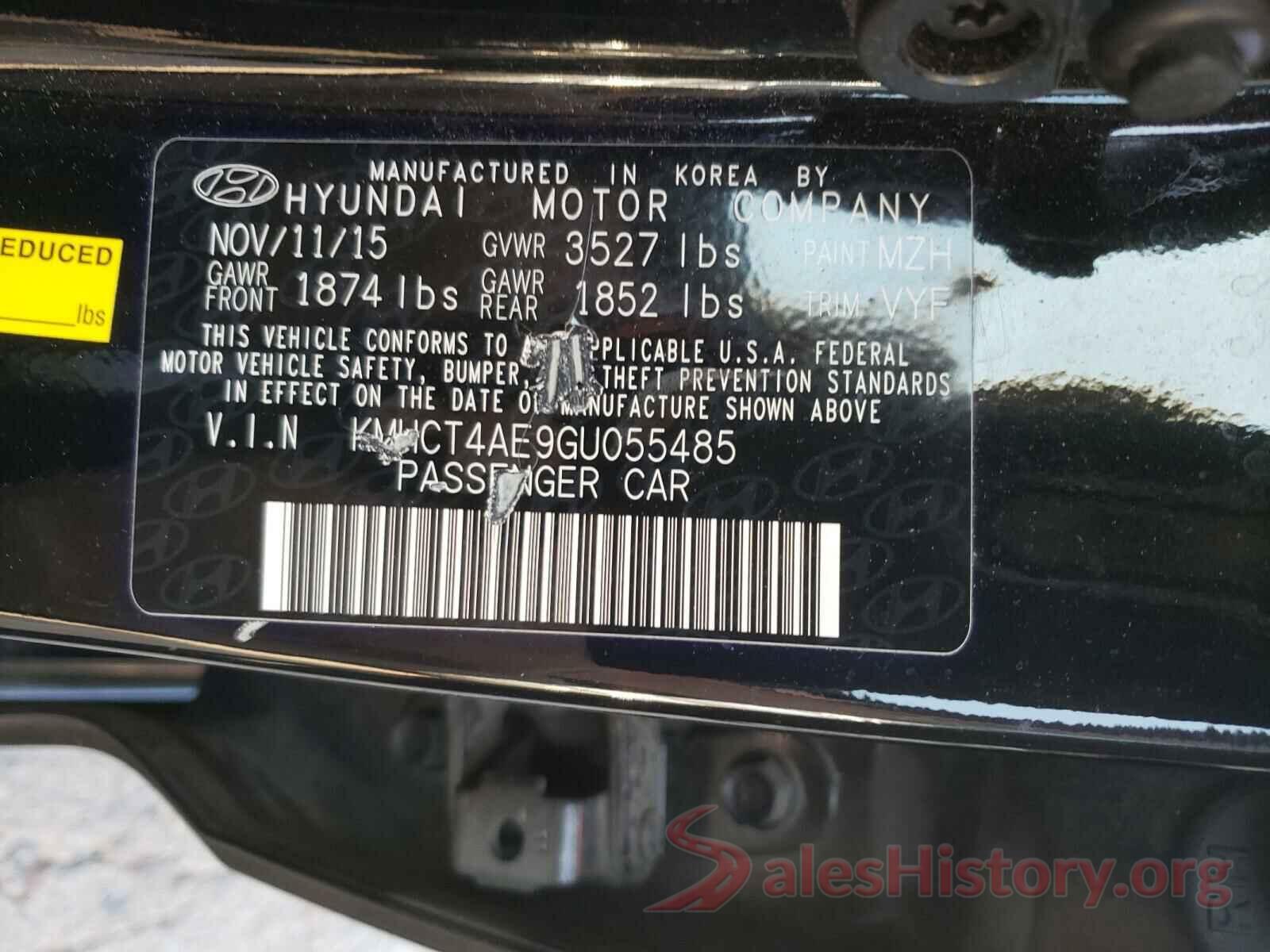 KMHCT4AE9GU055485 2016 HYUNDAI ACCENT