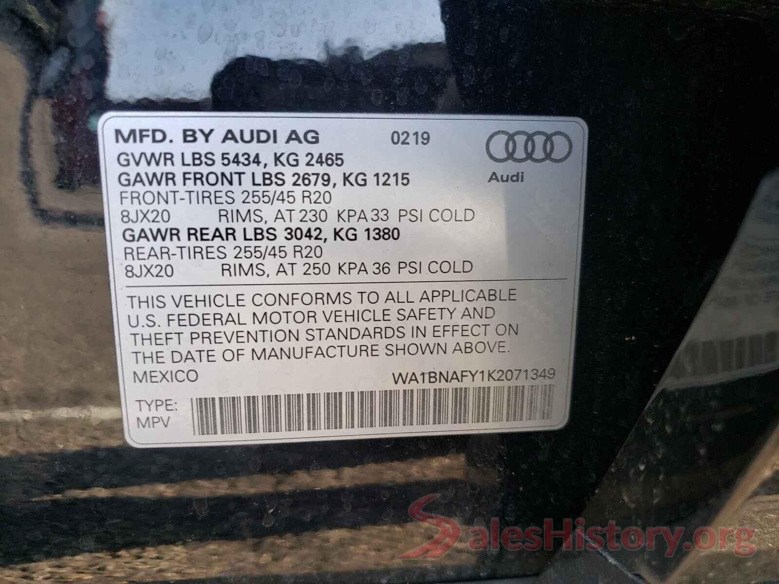 WA1BNAFY1K2071349 2019 AUDI Q5