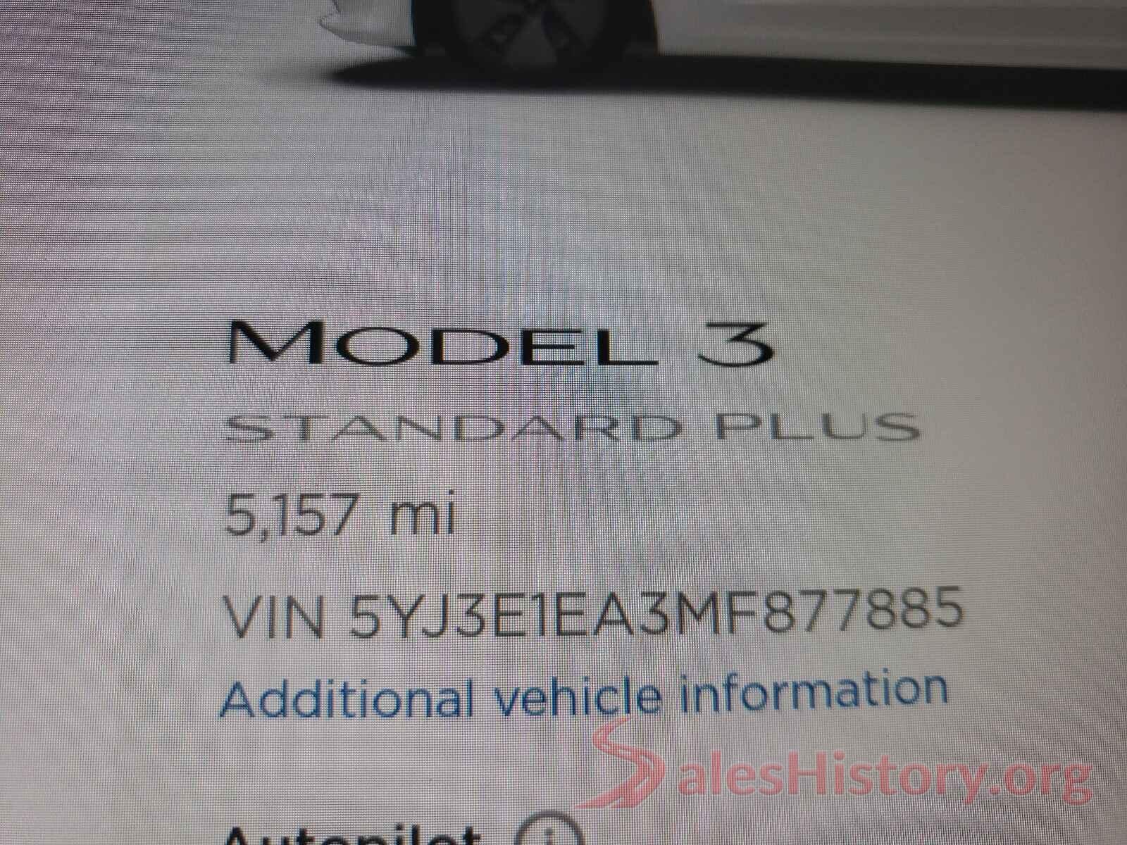 5YJ3E1EA3MF877885 2021 TESLA MODEL 3