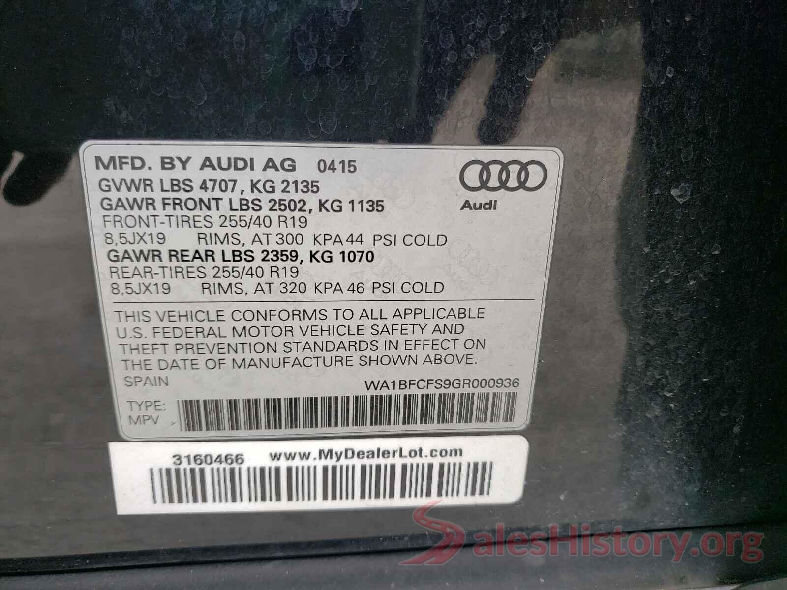 WA1BFCFS9GR000936 2016 AUDI Q3