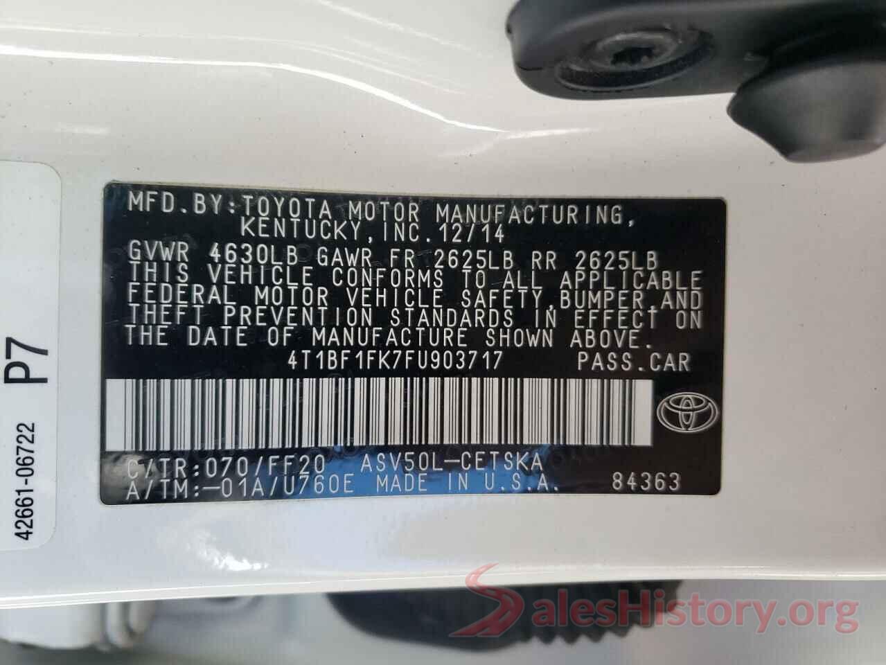 4T1BF1FK7FU903717 2015 TOYOTA CAMRY