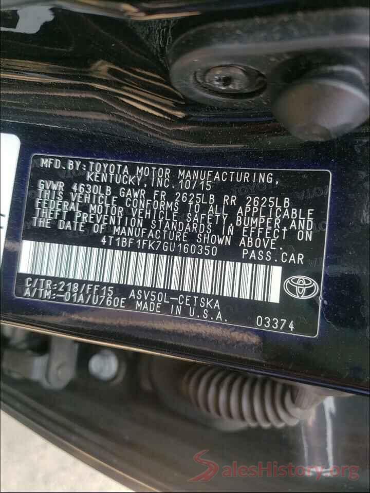 4T1BF1FK7GU160350 2016 TOYOTA CAMRY