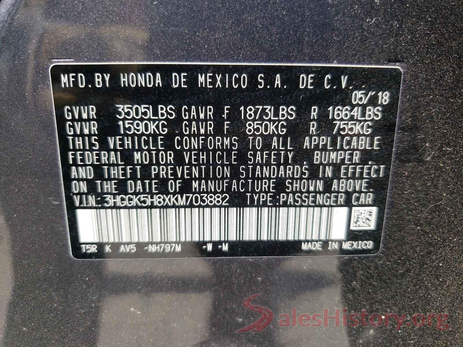 3HGGK5H8XKM703882 2019 HONDA FIT