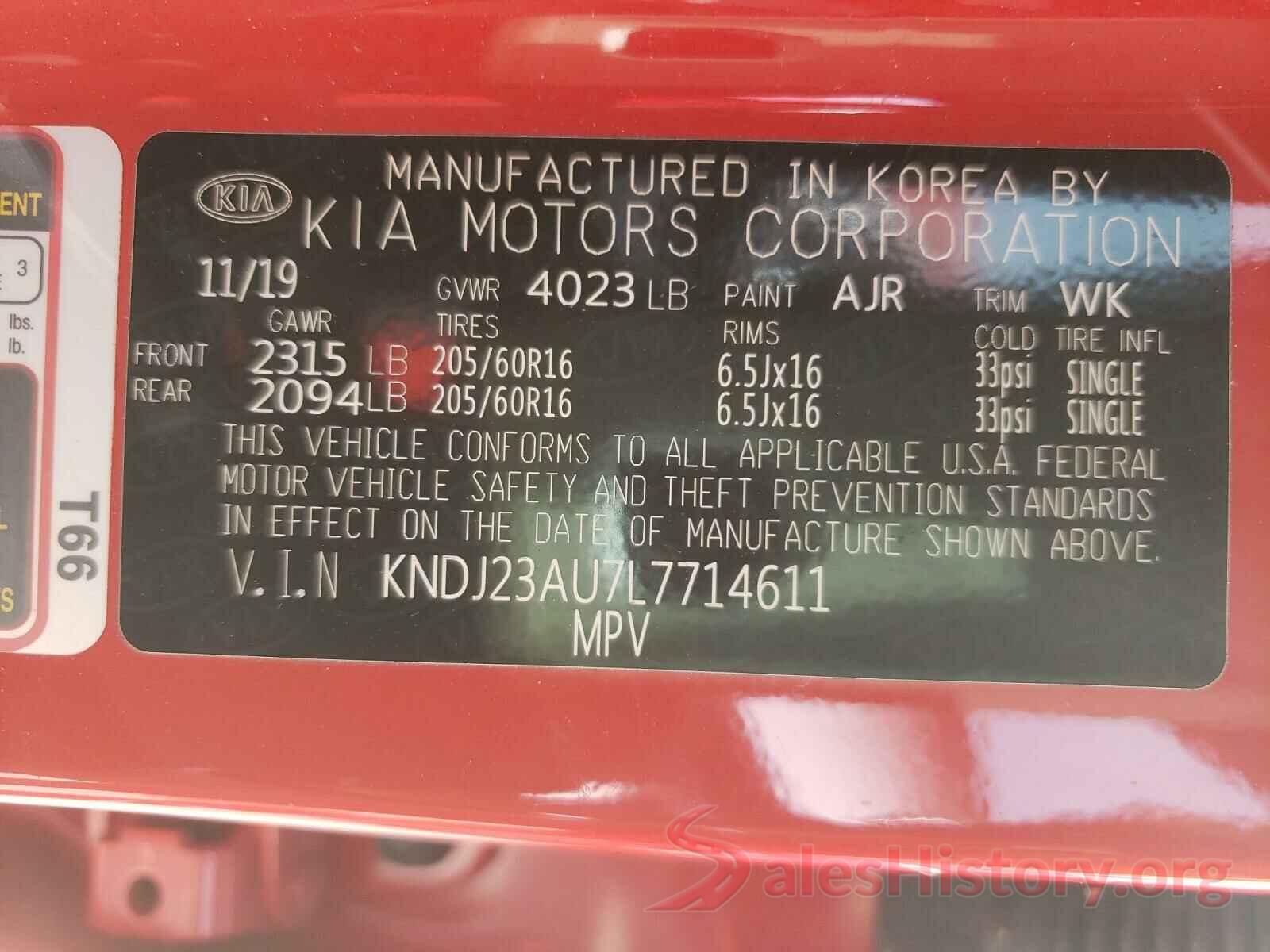 KNDJ23AU7L7714611 2020 KIA SOUL