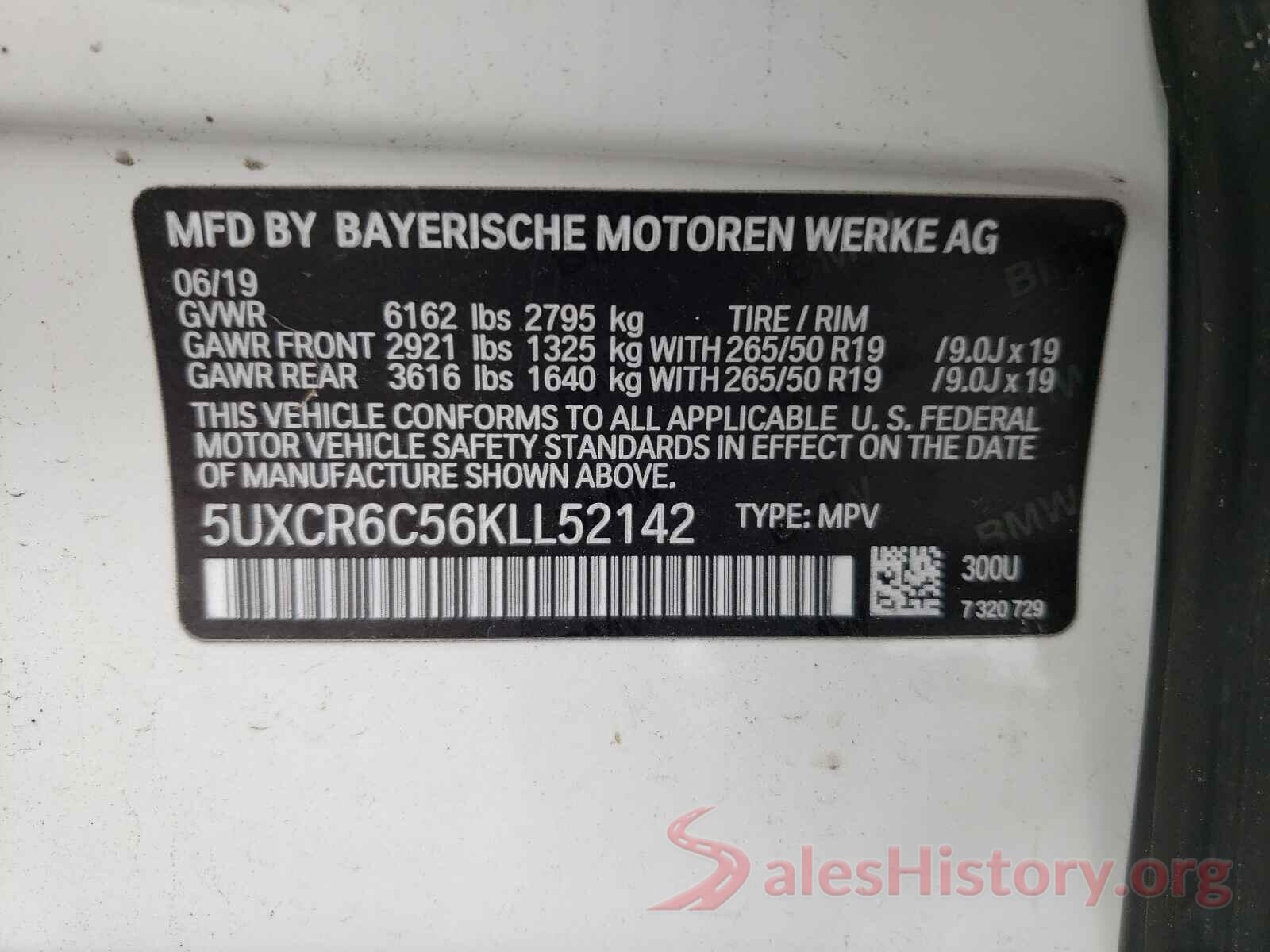 5UXCR6C56KLL52142 2019 BMW X5