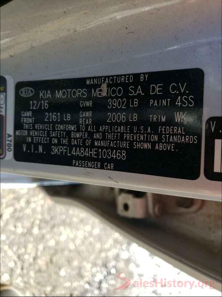 3KPFL4A84HE103468 2017 KIA FORTE