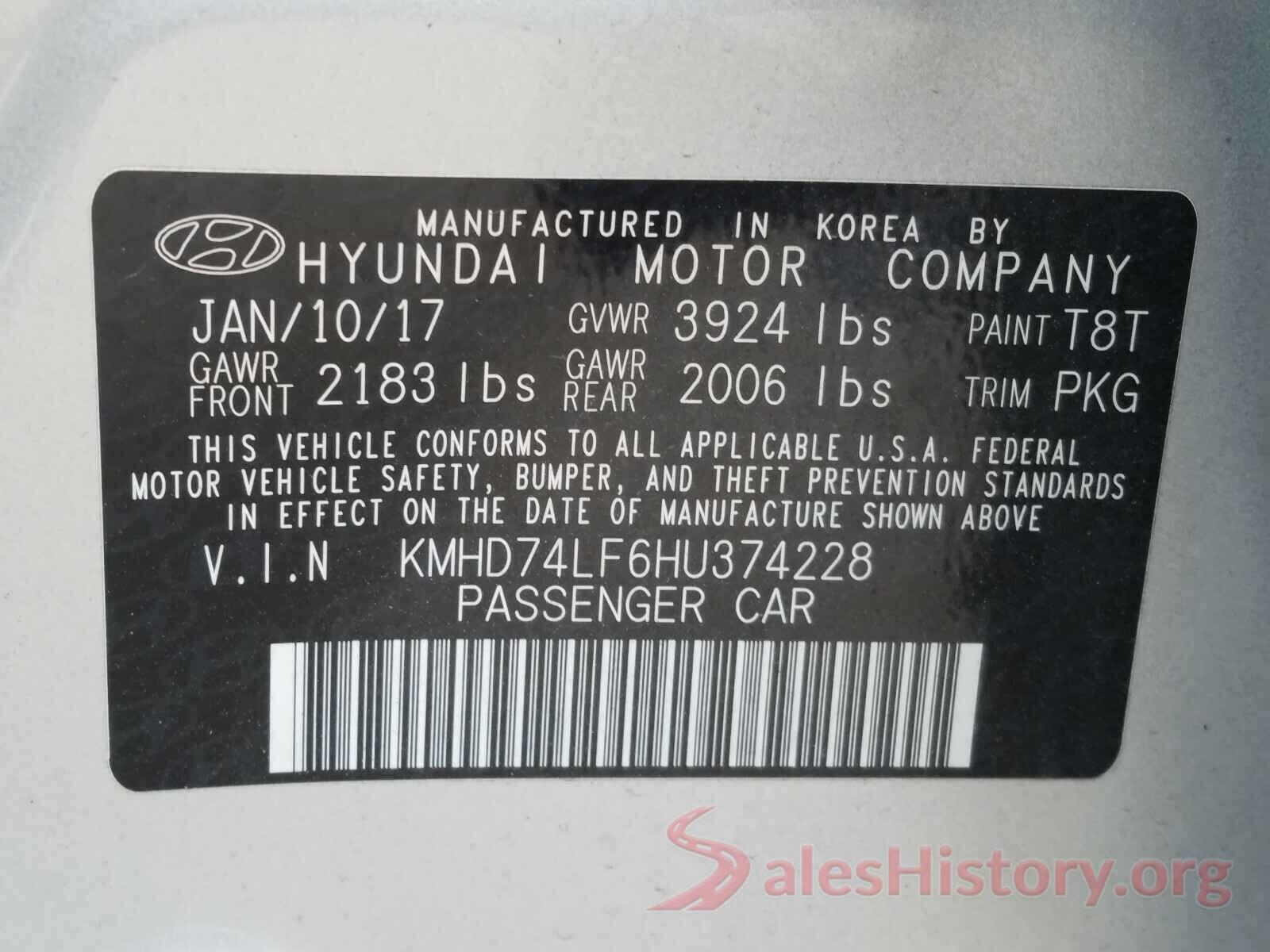 KMHD74LF6HU374228 2017 HYUNDAI ELANTRA