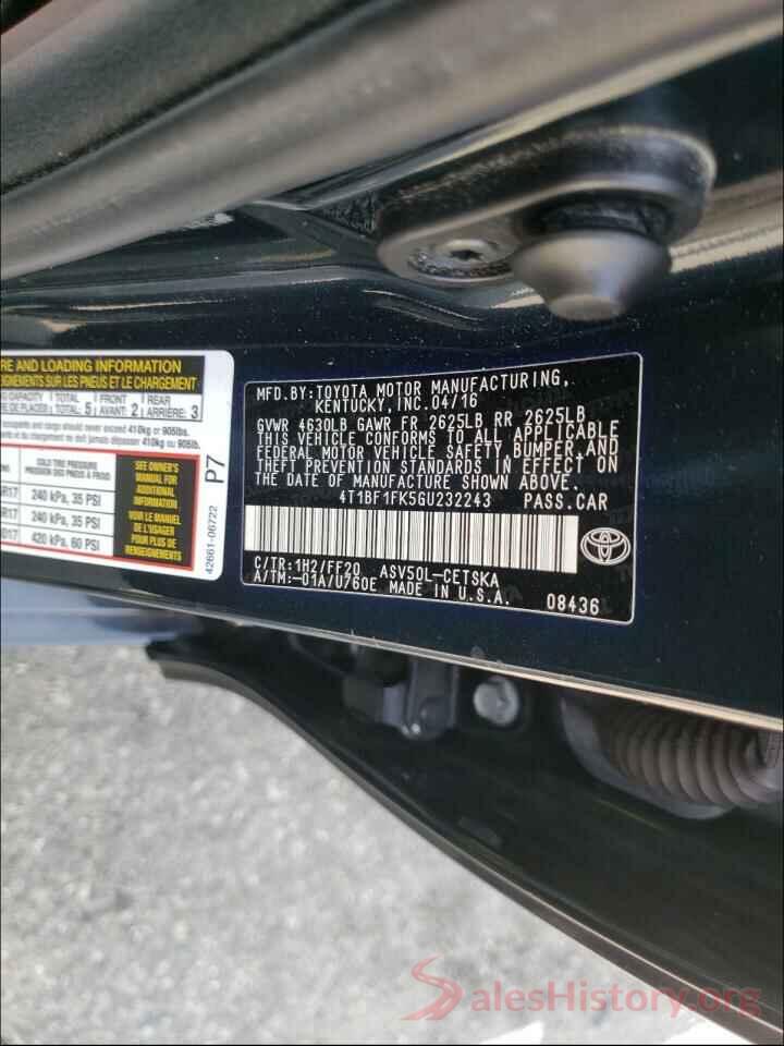 4T1BF1FK5GU232243 2016 TOYOTA CAMRY