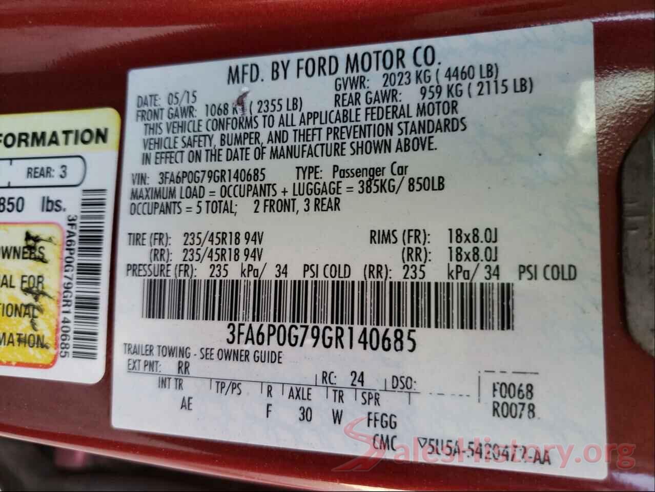 3FA6P0G79GR140685 2016 FORD FUSION