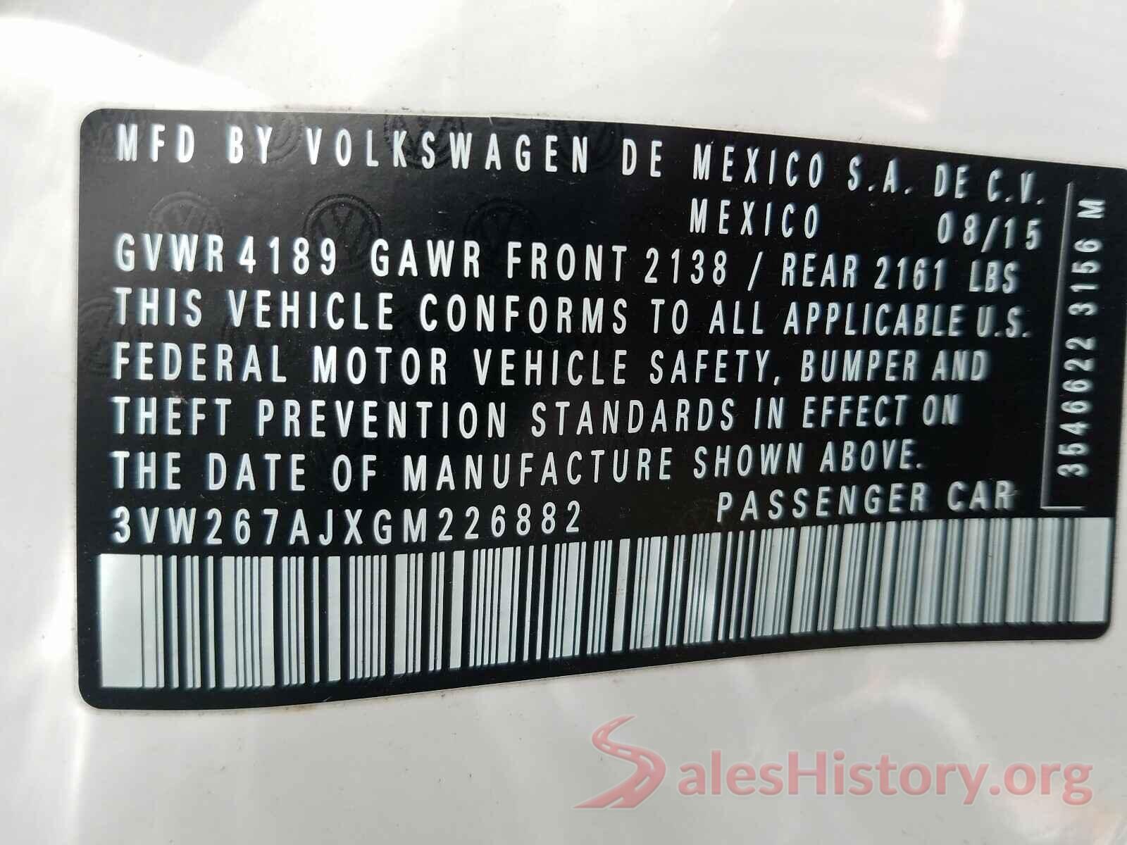 3VW267AJXGM226882 2016 VOLKSWAGEN JETTA