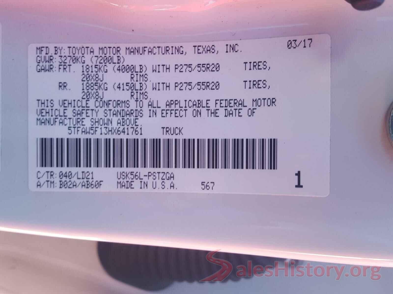 5TFAW5F13HX641761 2017 TOYOTA TUNDRA